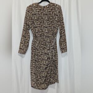 Vintage Brown Patterned Midi Dress